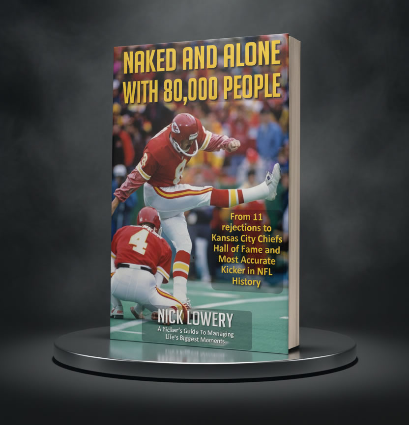 Naked and Alone with 80,000 People by Nick Lowery, the book on display